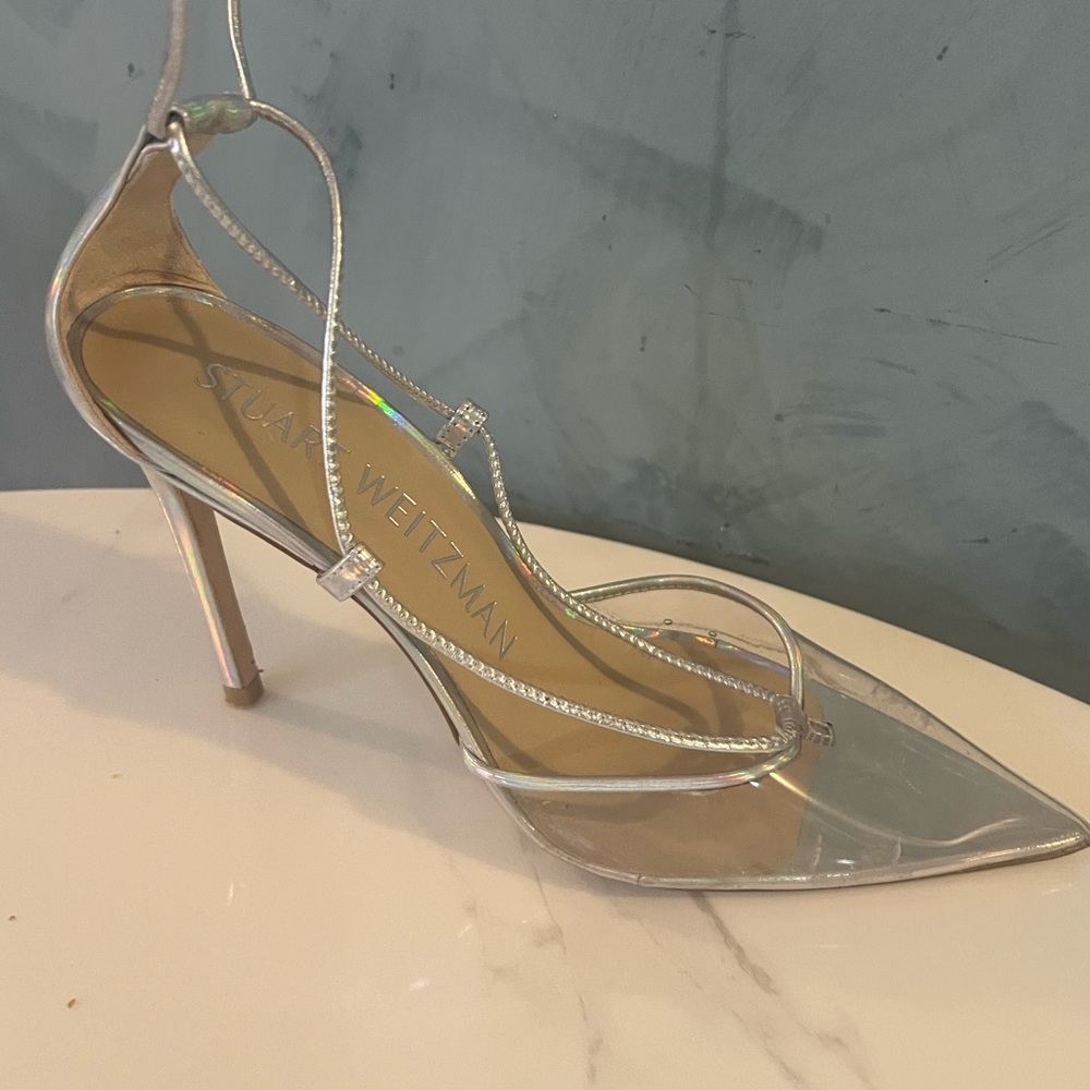 Stuart Weitzman Silver/clear stiletto 👠 heels - Picture 9 of 9